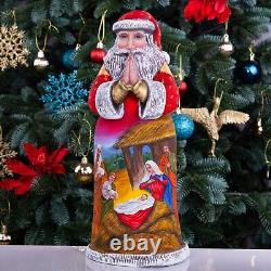 Wooden carved Santa Claus figurine 14, Nativity Scene Christmas Home Decor