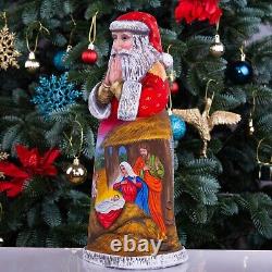 Wooden carved Santa Claus figurine 14, Nativity Scene Christmas Home Decor