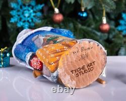 Wooden carved Santa Claus figurine 9.5, Nativity Scene Christmas Home Decor