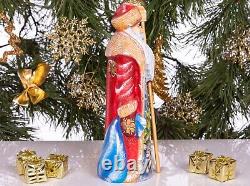 Wooden carved Santa Claus figurine 9, Christmas Holiday Home Decor Gift Idea