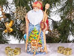 Wooden carved Santa Claus figurine 9, Christmas Holiday Home Decor Gift Idea