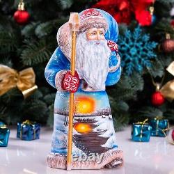 Wooden carved Santa Claus figurine 9, handmade Christmas Gift Home Decor