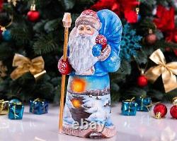 Wooden carved Santa Claus figurine 9, handmade Christmas Gift Home Decor