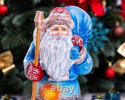 Wooden carved Santa Claus figurine 9, handmade Christmas Gift Home Decor