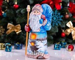 Wooden carved Santa Claus figurine 9, handmade Christmas Gift Home Decor