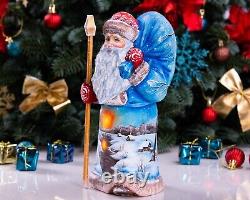 Wooden carved Santa Claus figurine 9, handmade Christmas Gift Home Decor