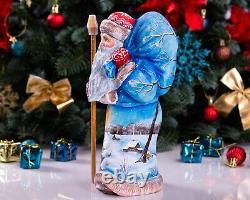 Wooden carved Santa Claus figurine 9, handmade Christmas Gift Home Decor