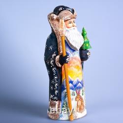 Wooden carved Santa Claus figurine 9, handmade Christmas Holiday Home Decor