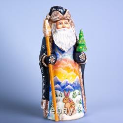 Wooden carved Santa Claus figurine 9, handmade Christmas Holiday Home Decor