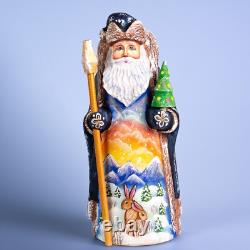 Wooden carved Santa Claus figurine 9, handmade Christmas Holiday Home Decor