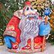 Wooden Carved Santa Claus Figurine, Christmas Holiday Home Decor Indoor