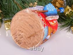 Wooden carved Santa Claus figurine, Christmas Holiday Home Decor indoor