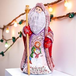 Wooden carved russian Santa Claus Figurine 9, handmade Christmas home decor Wooden carved russian Santa Claus Figurine 9, handmade Christmas home decor