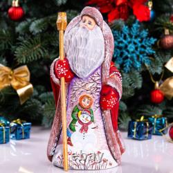 Wooden carved russian Santa Claus Figurine 9, handmade Christmas home decor Wooden carved russian Santa Claus Figurine 9, handmade Christmas home decor