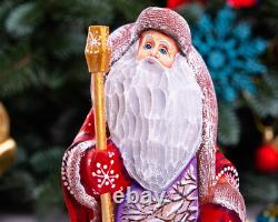 Wooden carved russian Santa Claus Figurine 9, handmade Christmas home decor Wooden carved russian Santa Claus Figurine 9, handmade Christmas home decor