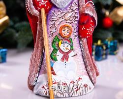 Wooden carved russian Santa Claus Figurine 9, handmade Christmas home decor Wooden carved russian Santa Claus Figurine 9, handmade Christmas home decor