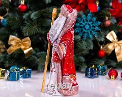 Wooden carved russian Santa Claus Figurine 9, handmade Christmas home decor Wooden carved russian Santa Claus Figurine 9, handmade Christmas home decor