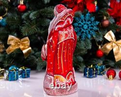 Wooden carved russian Santa Claus Figurine 9, handmade Christmas home decor Wooden carved russian Santa Claus Figurine 9, handmade Christmas home decor