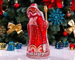 Wooden carved russian Santa Claus Figurine 9, handmade Christmas home decor Wooden carved russian Santa Claus Figurine 9, handmade Christmas home decor