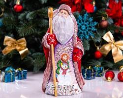 Wooden carved russian Santa Claus Figurine 9, handmade Christmas home decor Wooden carved russian Santa Claus Figurine 9, handmade Christmas home decor