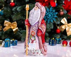 Wooden carved russian Santa Claus Figurine 9, handmade Christmas home decor Wooden carved russian Santa Claus Figurine 9, handmade Christmas home decor