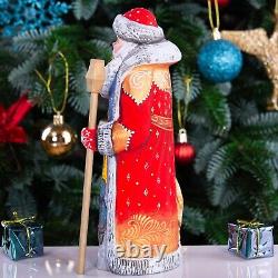 Wooden carved russian Santa Claus Figurine 9, home Christmas holiday decoration