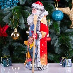 Wooden carved russian Santa Claus Figurine 9, home Christmas holiday decoration