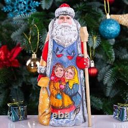 Wooden carved russian Santa Claus Figurine 9, home Christmas holiday decoration