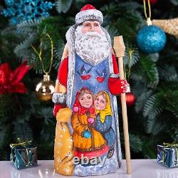 Wooden carved russian Santa Claus Figurine 9, home Christmas holiday decoration