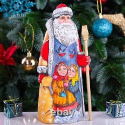 Wooden carved russian Santa Claus Figurine 9, home Christmas holiday decoration