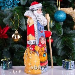 Wooden carved russian Santa Claus Figurine 9, home Christmas holiday decoration