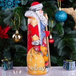 Wooden carved russian Santa Claus Figurine 9, home Christmas holiday decoration