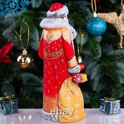 Wooden carved russian Santa Claus Figurine 9, home Christmas holiday decoration