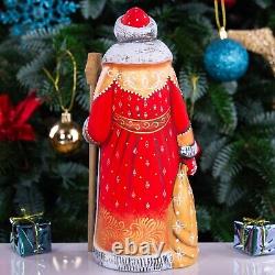 Wooden carved russian Santa Claus Figurine 9, home Christmas holiday decoration