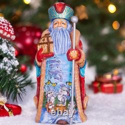 Wooden carved russian Santa Claus figurine 12, Funny Christmas gift idea