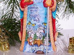 Wooden carved russian Santa Claus figurine 12, Funny Christmas gift idea