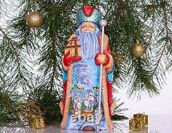 Wooden carved russian Santa Claus figurine 12, Funny Christmas gift idea