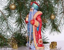 Wooden carved russian Santa Claus figurine 12, Funny Christmas gift idea