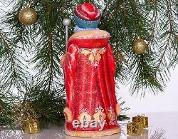 Wooden carved russian Santa Claus figurine 12, Funny Christmas gift idea