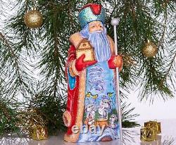 Wooden carved russian Santa Claus figurine 12, Funny Christmas gift idea