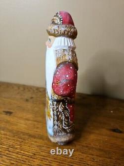 Wooden hand carved Hand Painted Russian Santa Claus Figurine 8 Santa With Deer