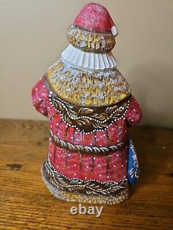 Wooden hand carved Hand Painted Russian Santa Claus Figurine 8 Santa With Deer