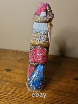 Wooden hand carved Hand Painted Russian Santa Claus Figurine 8 Santa With Deer