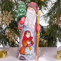 Wooden hand carved Russian Santa Figurine 10 home Christmas holiday decor