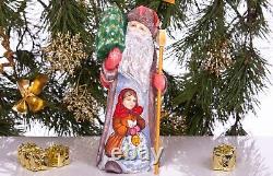 Wooden hand carved Russian Santa Figurine 10 home Christmas holiday decor