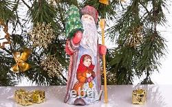 Wooden hand carved Russian Santa Figurine 10 home Christmas holiday decor