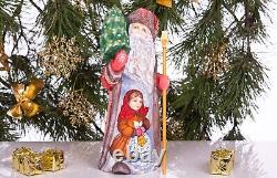 Wooden hand carved Russian Santa Figurine 10 home Christmas holiday decor