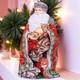 Wooden Hand Carved Santa Claus Figurine 14, Christmas Home Decoration