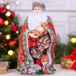 Wooden hand carved Santa Claus Figurine 14, Christmas home Decoration