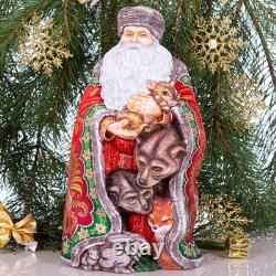 Wooden hand carved Santa Claus Figurine 14, Christmas home Decoration